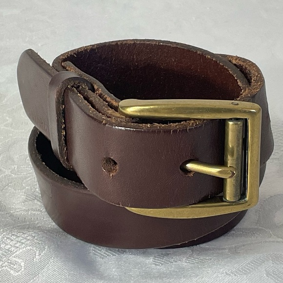 Ralph Lauren Polo Mens Reddish Brown Leather Belt 37 Inches Length Made In Italy - Picture 1 of 7